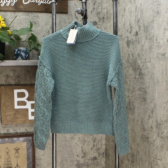 NWT Turtleneck Pullover Sweater Large Teal - Picture 3 of 6